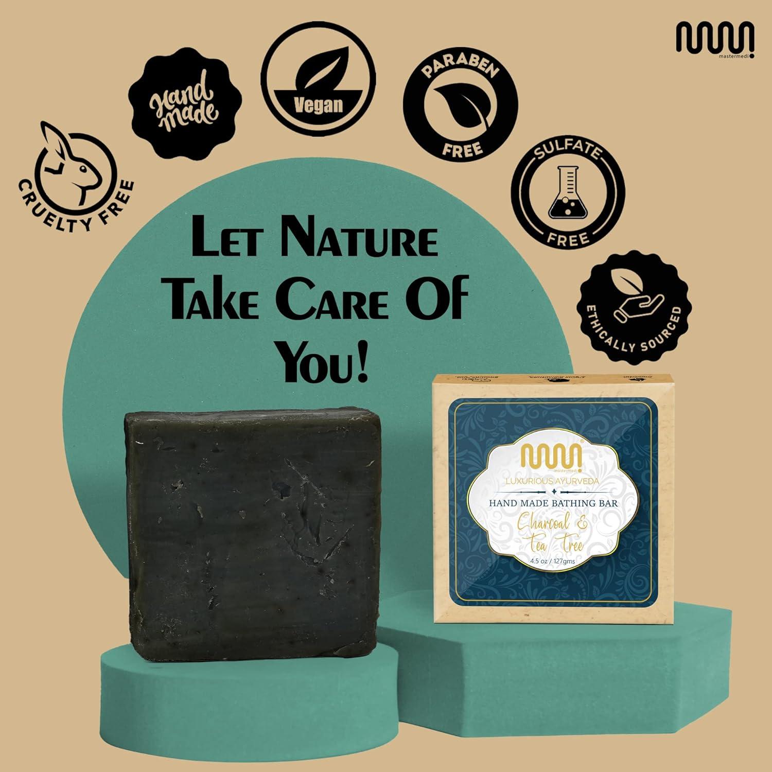 imagemastermedi All Natural Soap Bar Charcoal amp Tea Tree Softer amp Smoother Skin Handmade Organic Soap amp Natural Flavors More Moisturizing Than Ordinary Bar Soap Women amp Mens Bar Soap Pack of 3