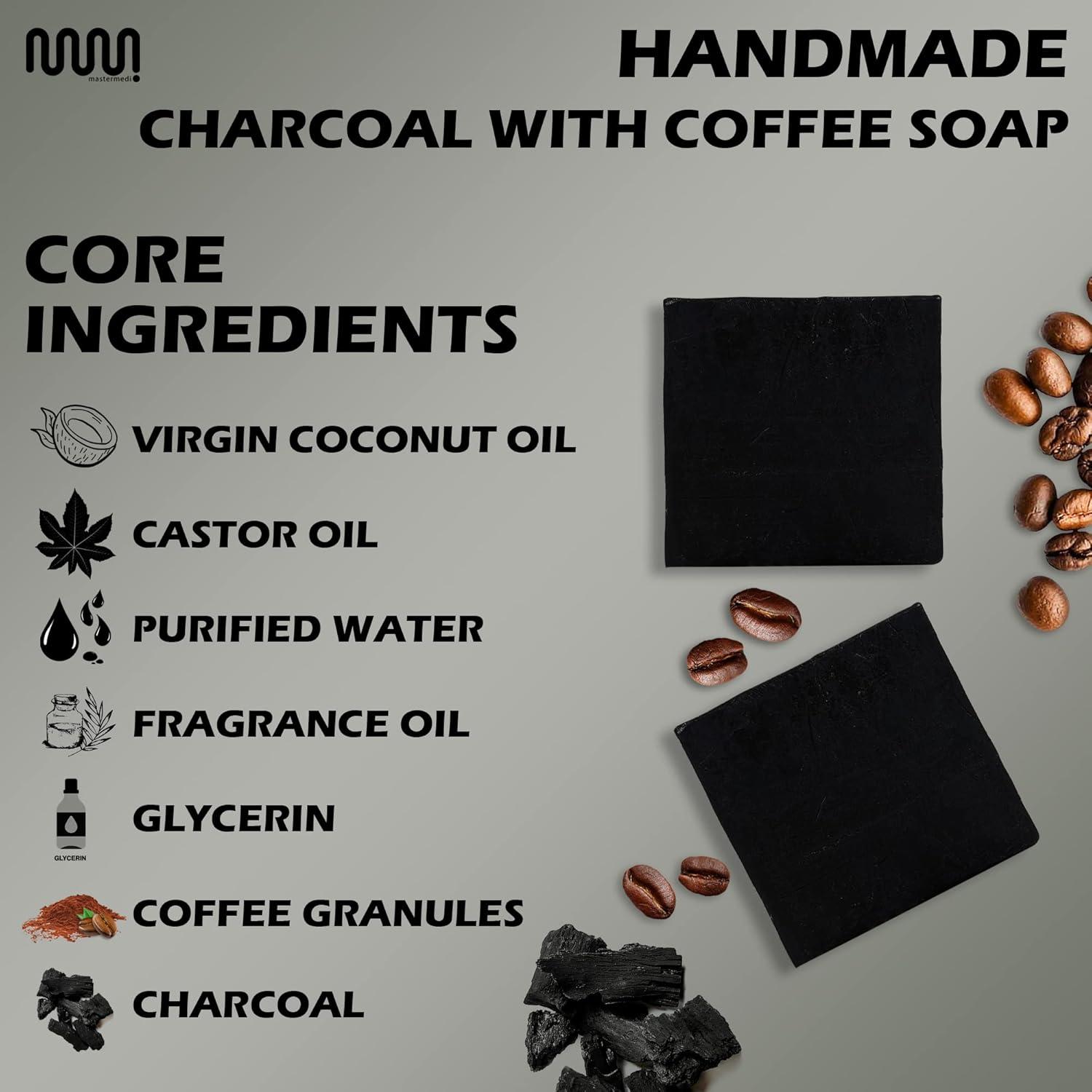 imagemastermedi All Natural Soap Bar Charcoal with Coffee Softer amp Smoother Skin Handmade Organic Soap amp Natural Flavors More Moisturizing Than Ordinary Bar Soap Women amp Mens Bar Soap Pack of 1