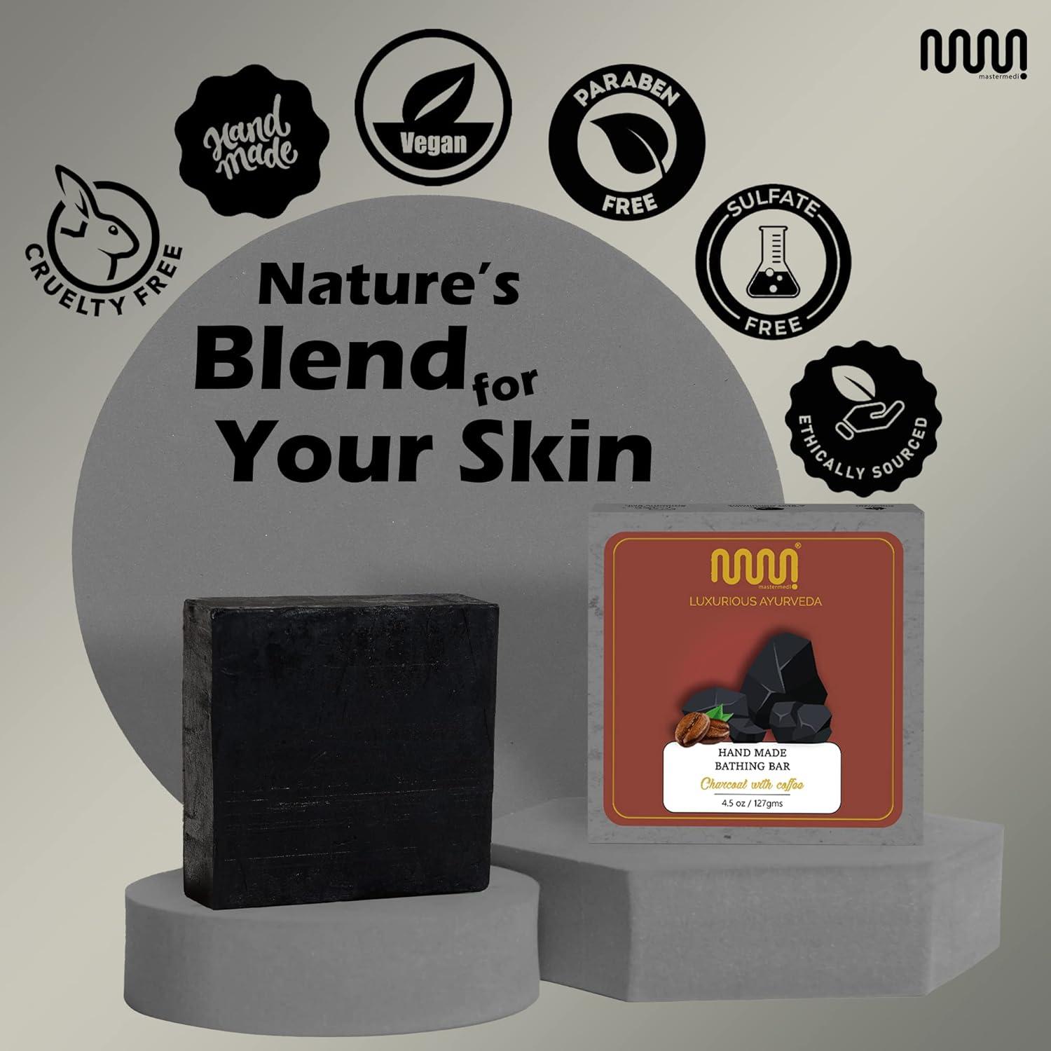 imagemastermedi All Natural Soap Bar Charcoal with Coffee Softer amp Smoother Skin Handmade Organic Soap amp Natural Flavors More Moisturizing Than Ordinary Bar Soap Women amp Mens Bar Soap Pack of 1