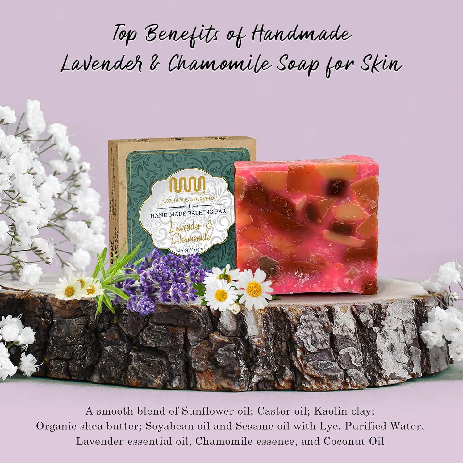 imagemastermedi All Natural Soap Bar Lavender amp Chamomile Softer amp Smoother Skin Handmade Organic Soap amp Natural Flavors More Moisturizing Than Ordinary Bar Soap Women amp Mens Bar Soap Pack of 3