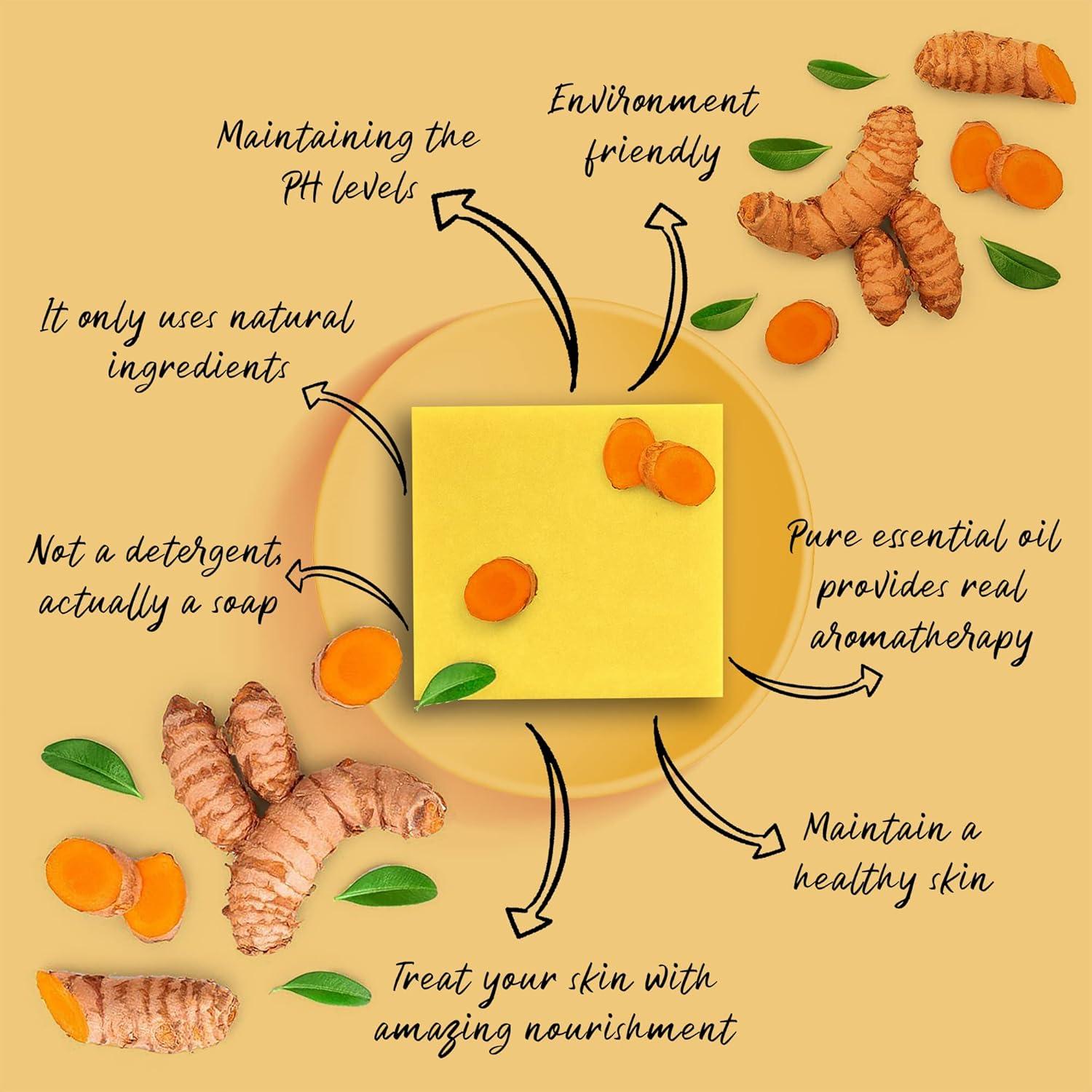 imagemastermedi All Natural Soap Bar Turmeric Softer amp Smoother Skin Handmade Organic Soap amp Natural Flavors More Moisturizing Than Ordinary Bar Soap Women amp Mens Bar Soap Pack of 3