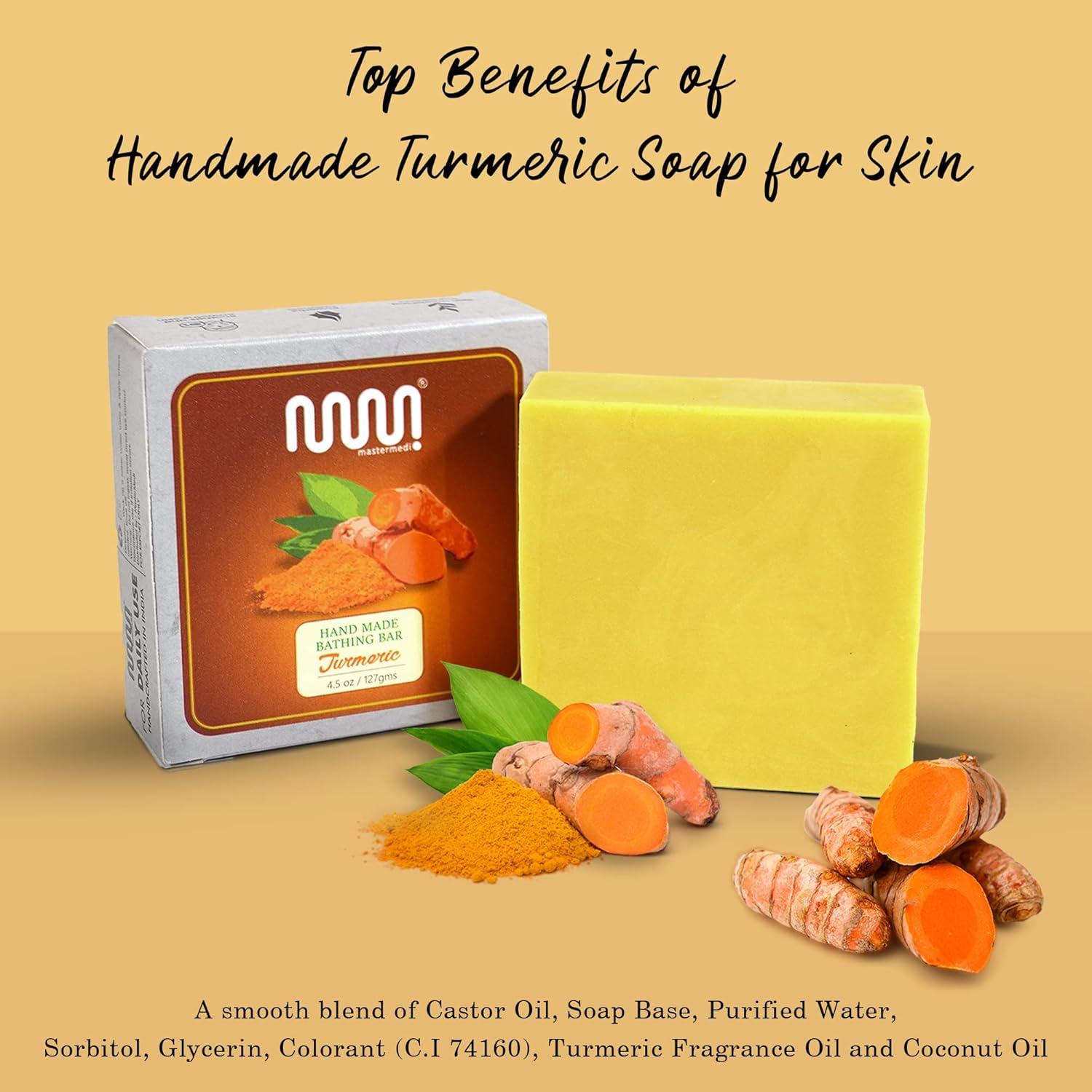 imagemastermedi All Natural Soap Bar Turmeric Softer amp Smoother Skin Handmade Organic Soap amp Natural Flavors More Moisturizing Than Ordinary Bar Soap Women amp Mens Bar Soap Pack of 3