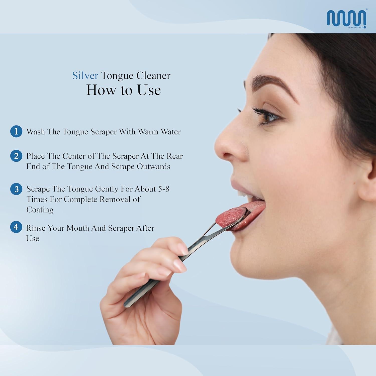 imageMasterMedi Tongue Scraper Bad Breath Treatment for Adults amp Kids Medical Grade 100 Stainless Steel Tongue Scrapers for Oral Care Easy to Use Tongue Cleaner with Ergonomic Design for HygieneSP TC Pack of 3 with Case