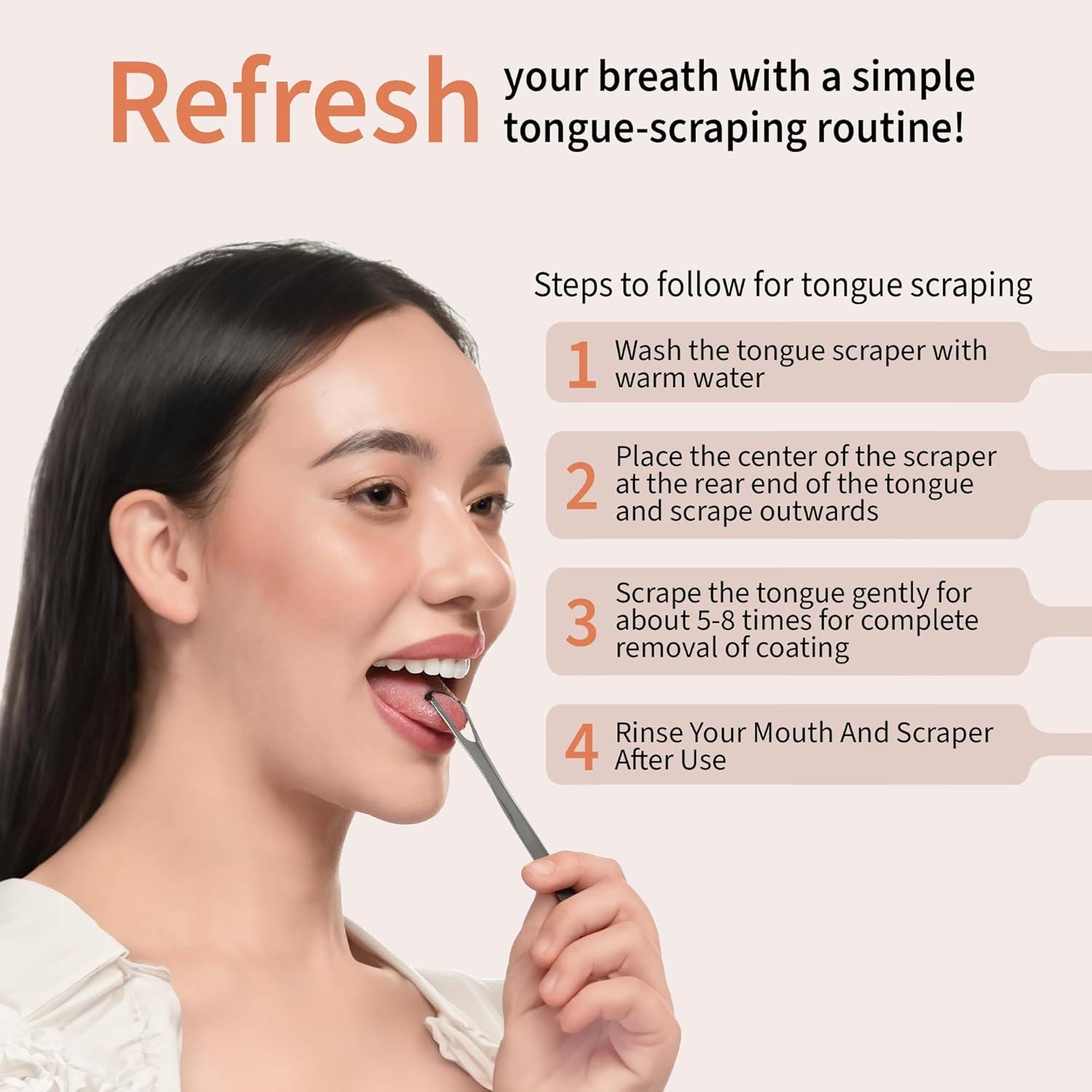 imageMasterMedi Tongue Scraper Bad Breath Treatment for Adults amp Kids Medical Grade 100 Stainless Steel Tongue Scrapers for Oral Care Easy to Use Tongue Cleaner with Ergonomic Design for HygieneSP TC Pack of 1 With Travel Case