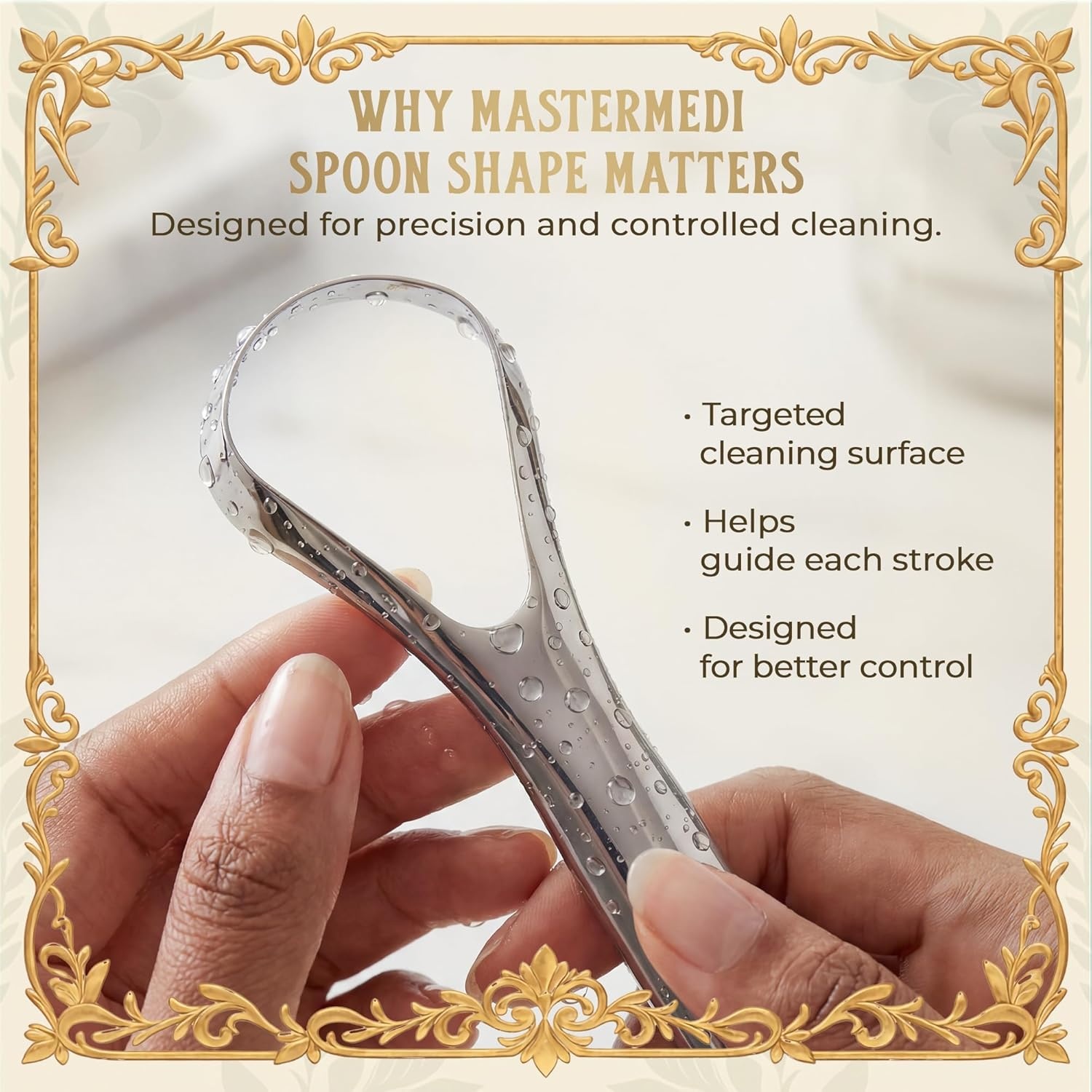 image:imageMasterMedi Tongue Scraper for Adults 100 Stainless Steel for Bad Breath Easy to Use Tongue Cleaner for Oral Care Pack of 2 with 2 CaseSilver
